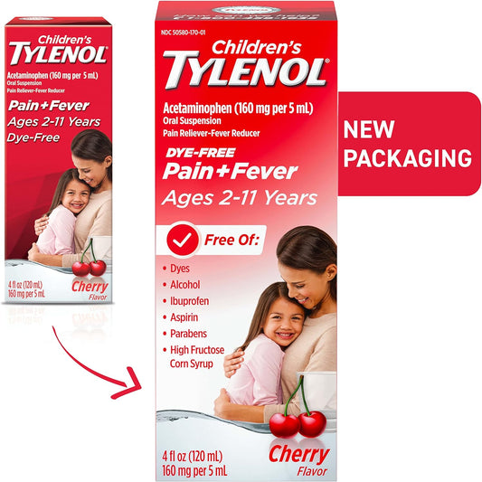 Tylenol Children?s Oral Suspension, Dye-Free, Cherry Flavor, 8 Fl. Oz