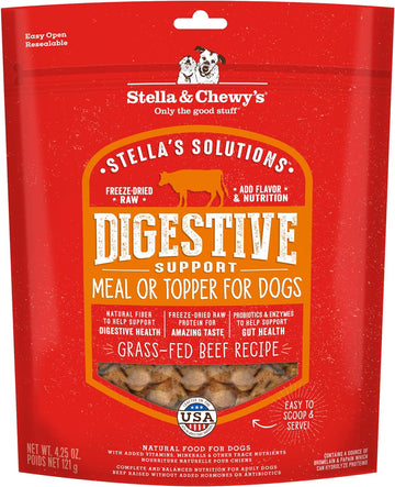 Stella & Chewy'S – Stella’S Solutions Digestive Boost – Grass-Fed Beef Dinner Morsels – Freeze-Dried Raw, Protein Rich, Grain Free Dog Food – 4.25 Oz Bag