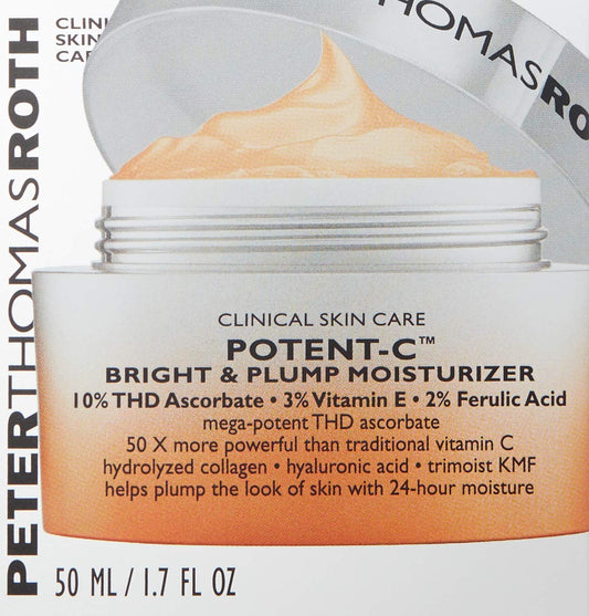 Peter Thomas Roth | Potent-C Bright & Plump Moisturizer | Brightening Vitamin C Moisturizer And Anti-Aging Cream With Collagen Light Blue 1.69 Fl Oz