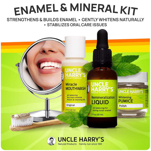 Uncle Harry'S Natural Remineralization Kit With Tooth Whitening - 3 Products Strengthen Weak Enamel, Brighten Smile, & Correct Oral Care Issues (1 Kit)