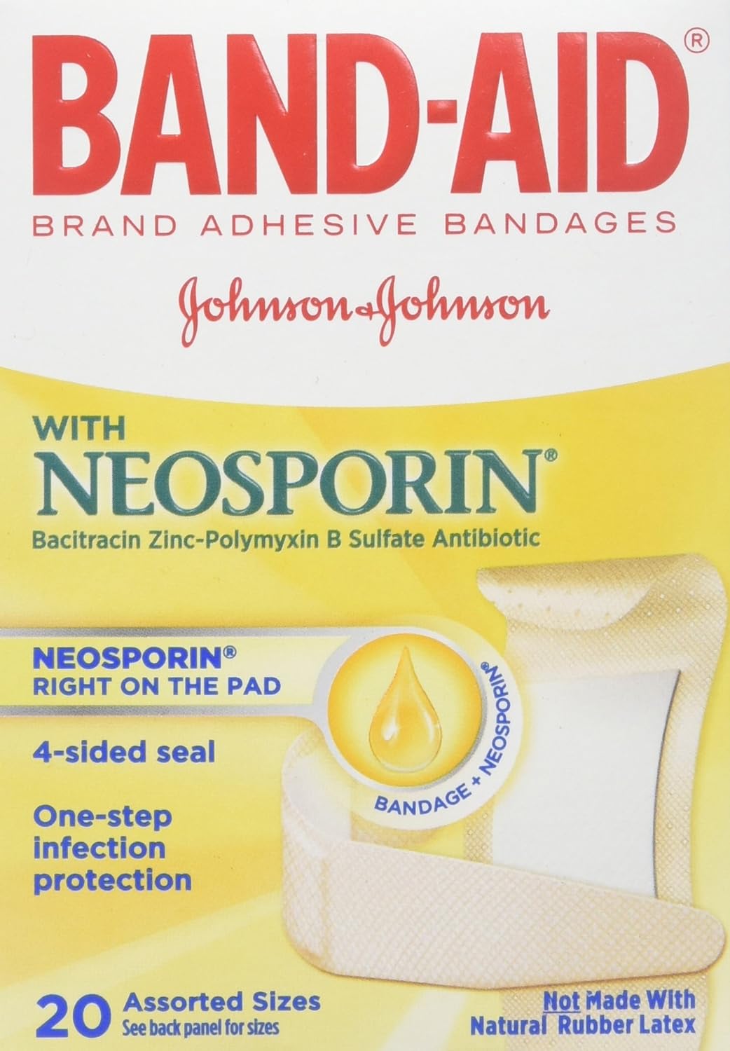 Band-Aid With Neosporin Bandages Assorted Sizes 20 Each (Pack Of 2)