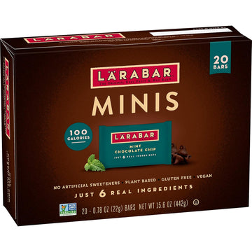 Larabar Mint Chocolate Mini Bars, Gluten Free Vegan Fruit & Nut Bars, 20 Ct