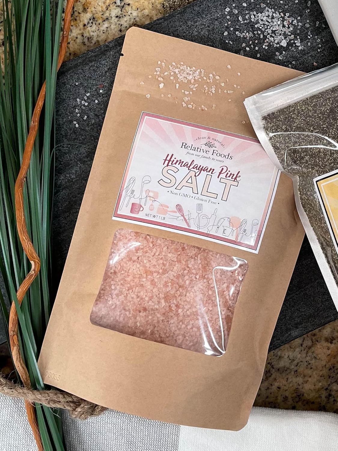 Relative Foods Pink Himalayan Salt, One Pound Bag, Resealable Bag. 100% Natural Pink Salt