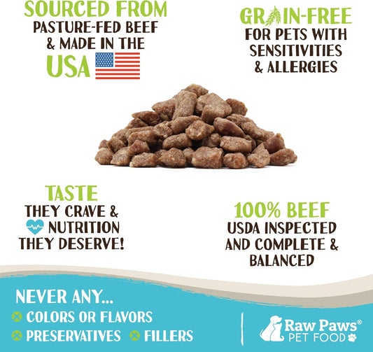 Raw Paws Freeze Dried Dog Food & Cat Food - Beef Recipe, 16-Oz - Made In Usa - Freeze-Dried Dog Food - Freeze Dried Raw Dog Food - Raw Dog Food Freeze Dried - Raw Food For Dogs - Freeze Dried Cat Food