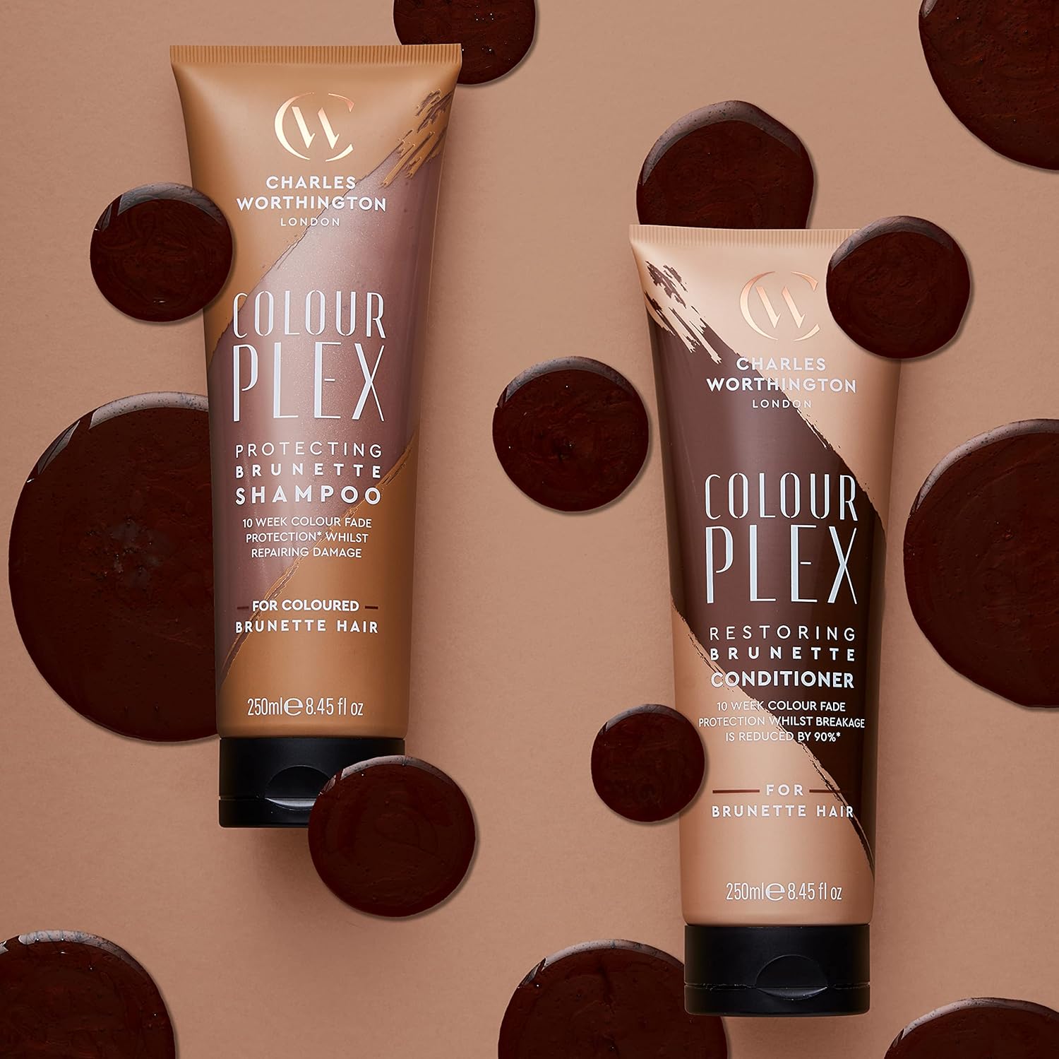 Charles Worthington Colourplex Enhancing Brunette Duo, Shampoo and Conditioner Haircare Routine for Brunette Hair, 2 x 250 ml : Amazon.co.uk: Beauty