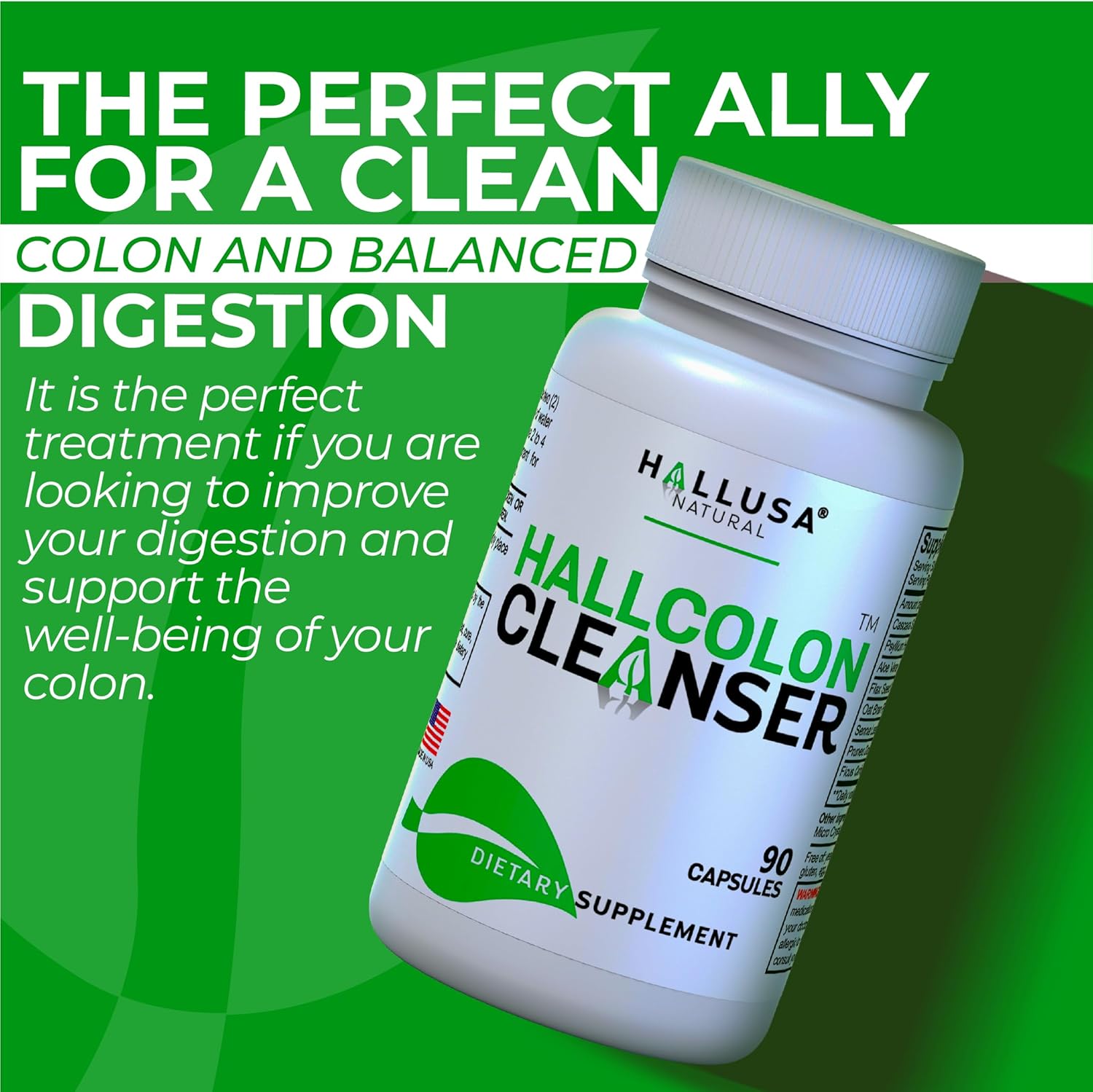 Hallusa Natural - Hallcolon Cleanser, Colon Cleanse & Detox,15 Day Gut Cleanse - 90 Caps : Health & Household
