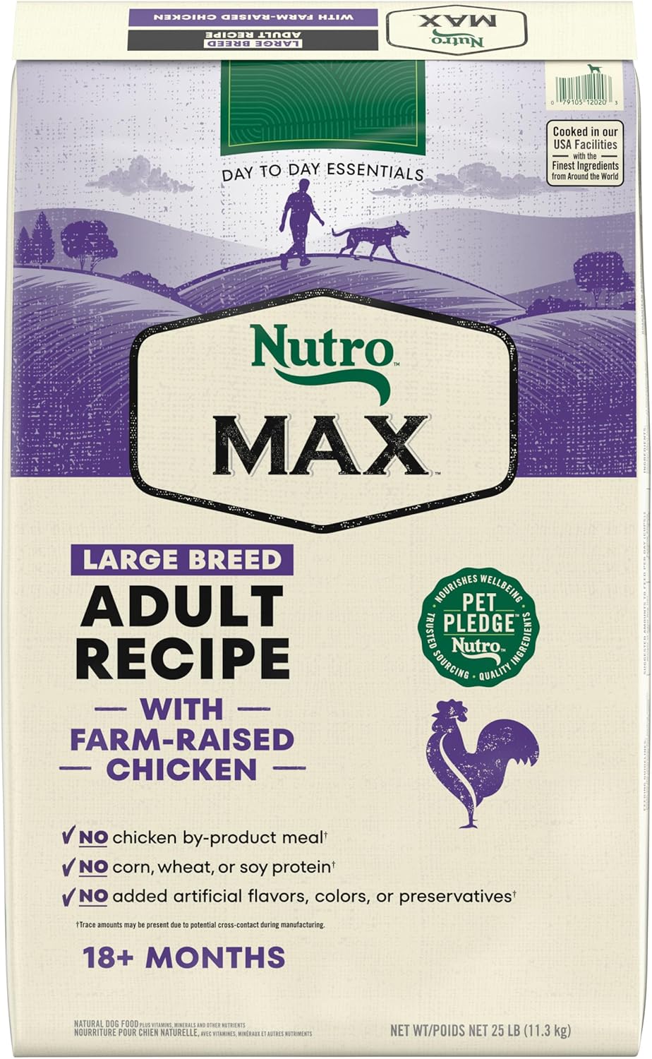 Nutro Max Large Breed Adult Recipe Dry Dog Food With Farm-Raised Chicken, 25 Lb Bag