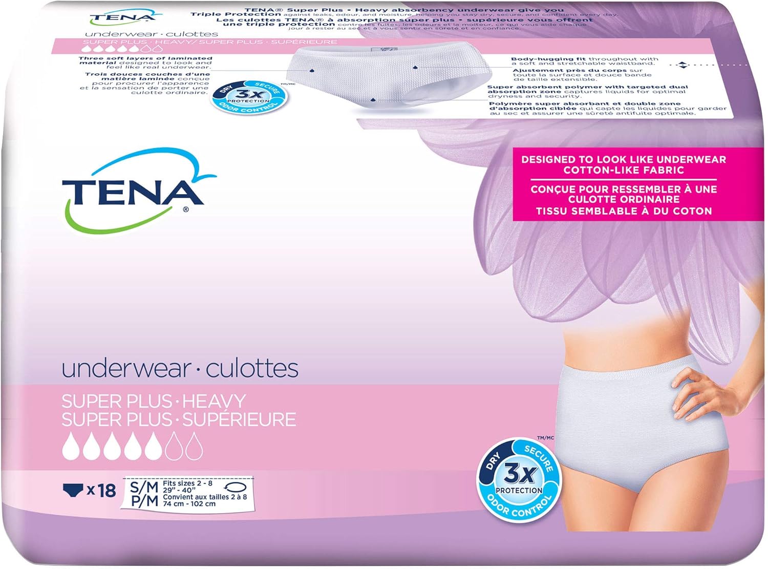 Tena Incontinence & Postpartum Underwear for Women, Super Plus Absorbency - Small/Medium - 56 Count