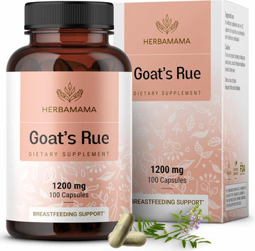 Herbamama Goat'S Rue Capsules - 1200 Mg Galega Officinalis Lactation Supplement - Breastfeeding Supplements For Lactation Support - Vegan, Non-Gmo - 100 Caps