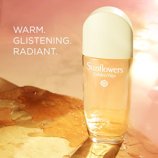 Elizabeth Arden Sunflowers Golden Vibe Women'S Perfume, Floral Parfum, Notes Of Vanilla, Petit Grain, & Coconut Flower, Eau De Toilette, 3.3 Fl Oz