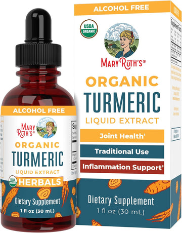 MaryRuth Organics Turmeric Curcumin Liquid Drops Sugar Free | USDA Organic | Organic Turmeric Supplement | Joint Support Supplement | Liver Support | Non-GMO | Gluten Free | Vegan | 1 Fl Oz