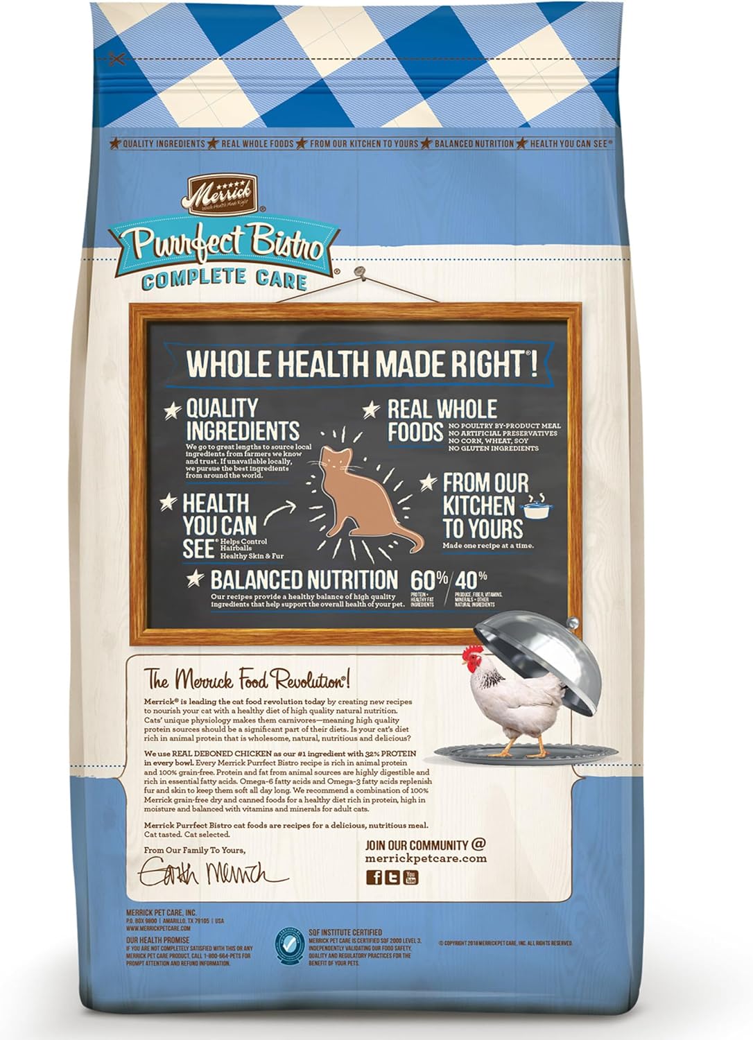 Merrick Purrfect Bistro Grain Free Cat Food, Complete Care Hairball Control Dry Cat Food Recipe - 4 lb. Bag : Pet Supplies