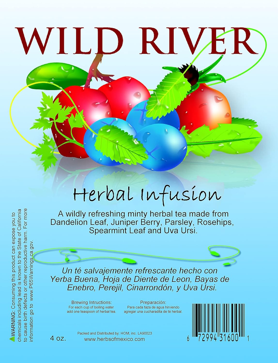 Wild River Tea Blend 4 oz (tea blend, Dandelion leaf, Juniper Berry, Parsley, Rosehips, Spearmint and Uva ursi) ALL NATURAL. Loose Leaf : Health & Household