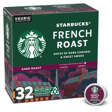 Starbucks K-Cup Coffee Pods, Dark Roast Coffee, French Roast, 100% Arabica, 1 Box (32 Pods)