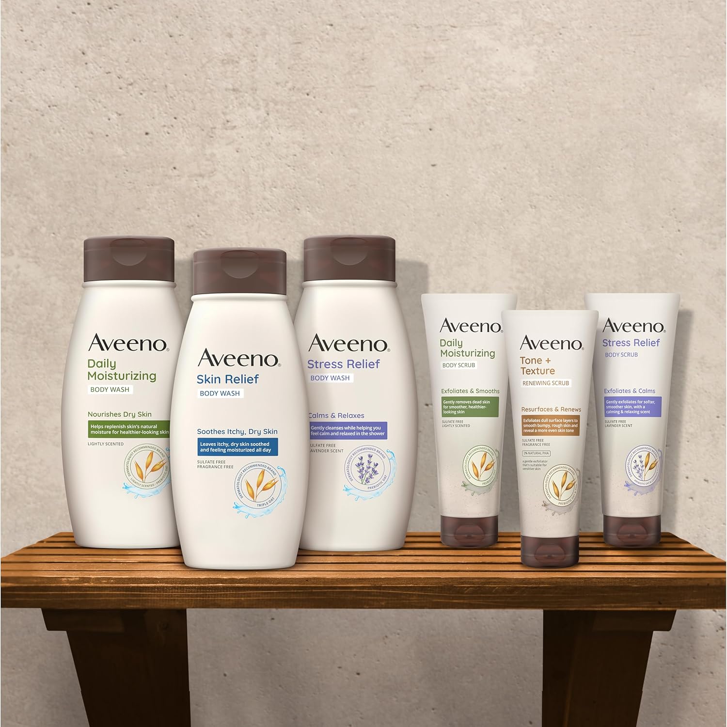 Aveeno Stress Relief Body Wash with Soothing Oat & Lavender Scent for Sensitive Skin, Moisturizing Shower Wash Gently Cleanses & Helps You Feel Calm, Sulfate-Free, Twin Pack, 2 x 18 fl. oz : Beauty & Personal Care