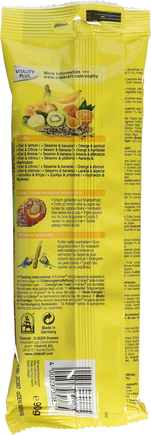 Vitakraft Budgie Kracker Bird Food Orange-Apricot/Kiwi-Cit/Sesame-Banana, Pack of 7?UTPD1349_7