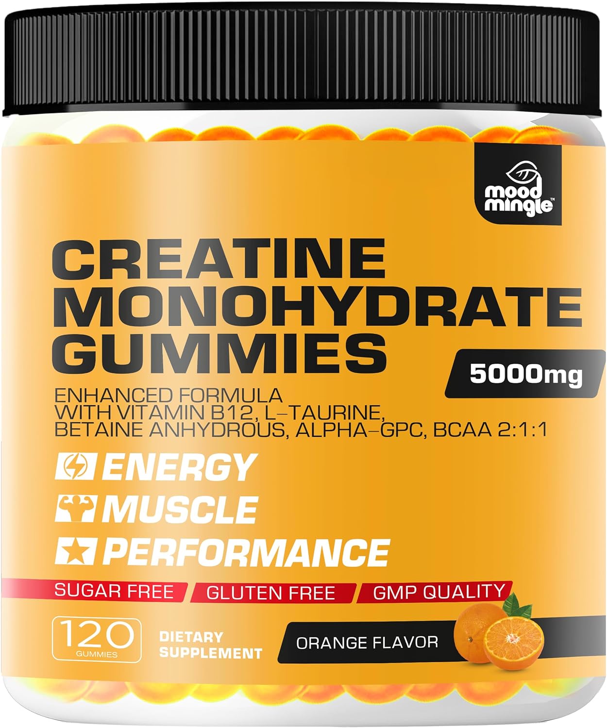 Creatine Monohydrate Gummies 5G For Men Women - Sugar Free Chewable Supplement - Enhanced Formula With L-Taurine Betaine Anhydrous Alpha-Gpc Bcaa 2:1:1