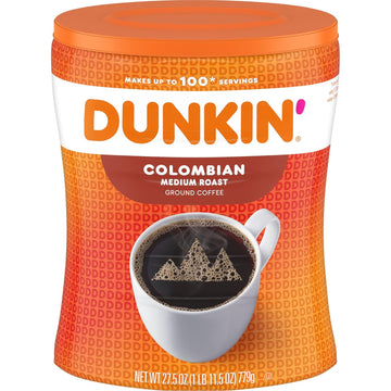 Dunkin' 100% Colombian Medium Roast Ground Coffee, 27.5 Ounce (Pack Of 4)