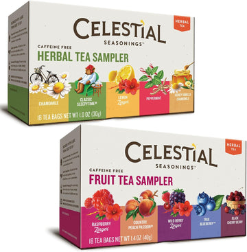 Celestial Seasonings Herbal Tea Flavor Bundle: 2 Boxes; Herbal, Fruit Tea Sampler