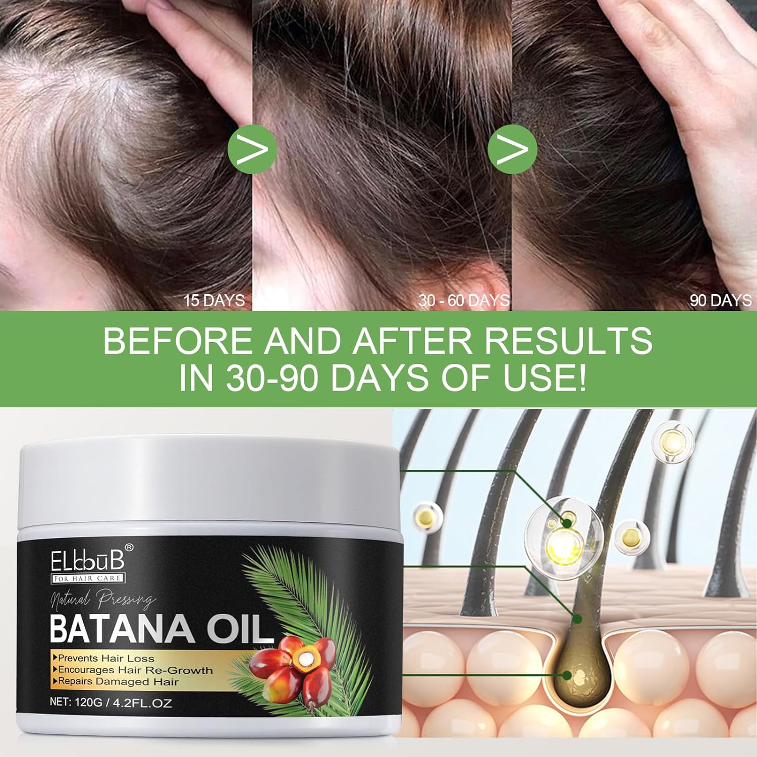 Raw Batana Oil For Hair Growth And Repair -100% Pure, Unrefined Oil From Honduran Rainforests Prevent Hair Loss And Enhances Hair Thickness In Men & Women : Beauty & Personal Care