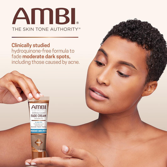 Ambi Even & Clear Fade Cream, Hydroquinone-Free, Hyperpigmentation Treatment, Dark Spot Corrector, Results In As Little As 4 Weeks, Niacinamide, Aloe Vera, Vitamin C, 1 Fl Oz