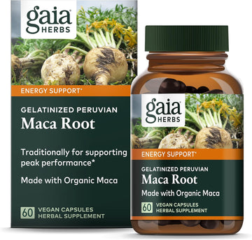Gaia Herbs Maca Root - Caffeine-Free Natural Energy Supplement - Supports And Maintains Healthy Energy And Stamina - Made With Organic Maca Root (Lepidium Meyenii) - 60 Vegan Capsules (30-Day Supply)
