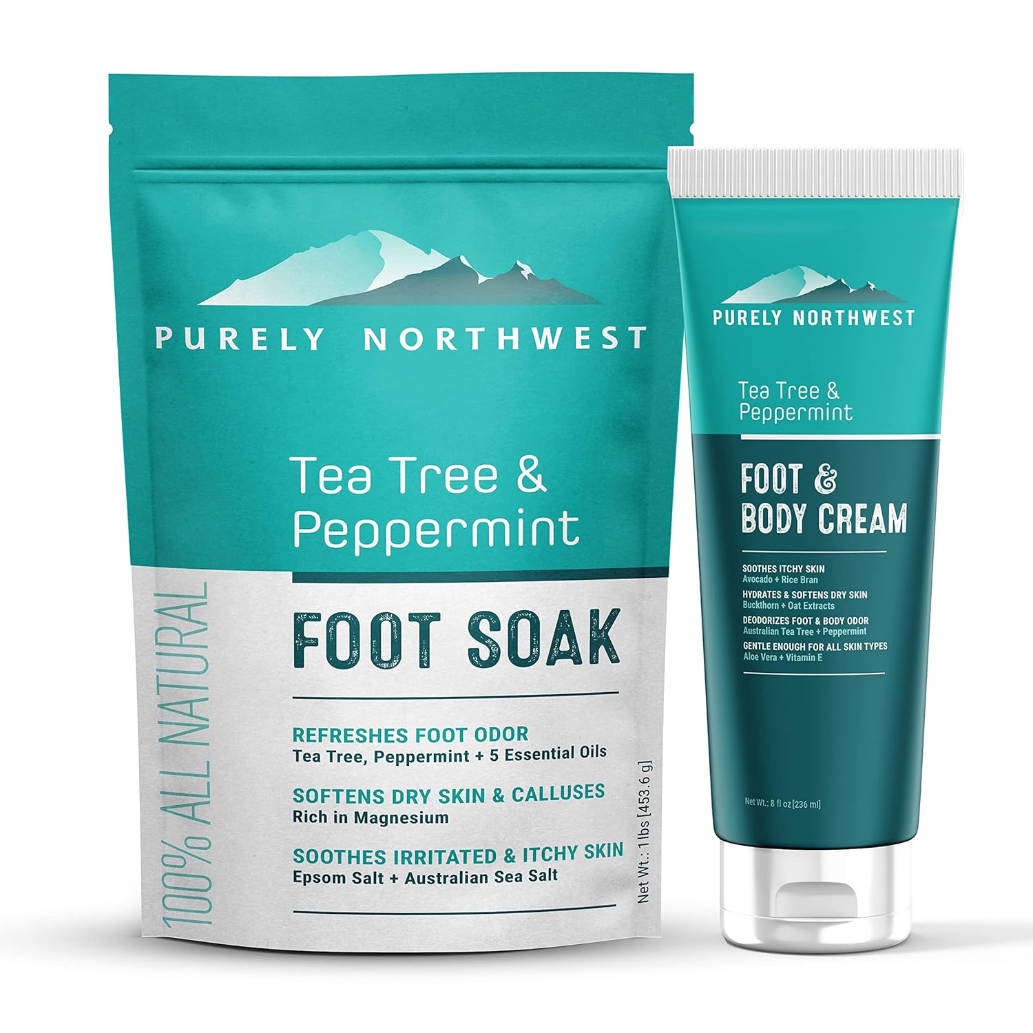 Super Size 8 OZ Extra Strength Natural Tea Tree & Peppermint Foot & Body Cream-Soothes Itching & Burning - Refreshing Odor Control & Sweat Barrier- Softens & Hydrates Rough Callused Skin : Beauty & Personal Care