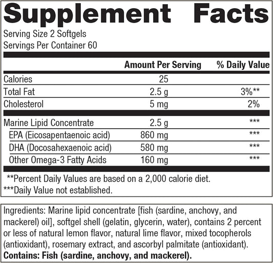 Metagenics Omegagenics Fish Oil Epa-Dha 720- Omega-3 Fish Oil Supplement - For Heart Health, Musculoskeletal Health & Immune System Health* - With Dha & Epa - 120 Softgels