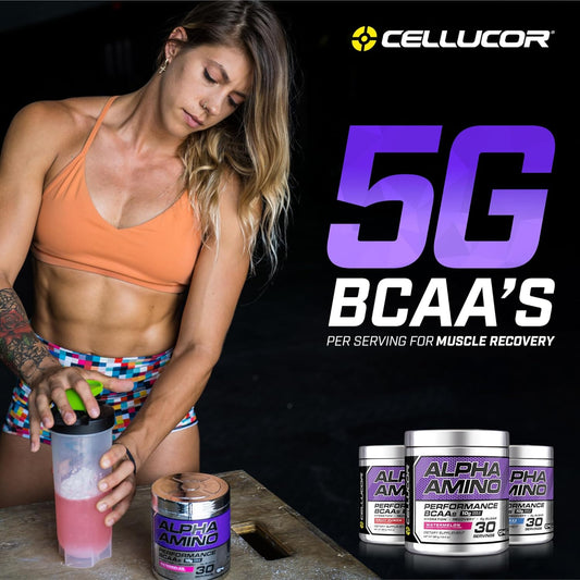 Cellucor Alpha Amino Eaa & Bcaa Powder | Branched Chain Essential Amino Acids + Electrolytes | Icy Blue Razz | 30 Servings