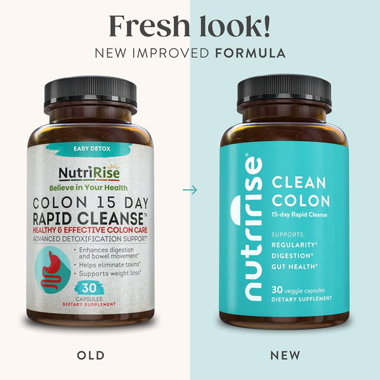 Nutririse 15 Day Quick Colon Cleanse For Gut Health - Digestive Support With Probiotics & Fiber For Constipation, Regularity & Bloating, Sugar & Gluten Free