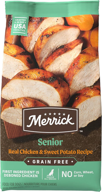 Merrick Premium Grain Free Dry Senior Dog Food, Wholesome And Natural Kibble, Real Chicken And Sweet Potato - 4.0 Lb. Bag