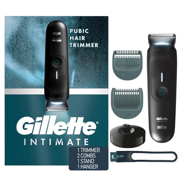 Gillette I7 Intimate Men’S Premium Pubic Hair Trimmer, Waterproof Led Body Hair Trimmer For Men, Manscaping Body Groomer, Male Body Hair Razor