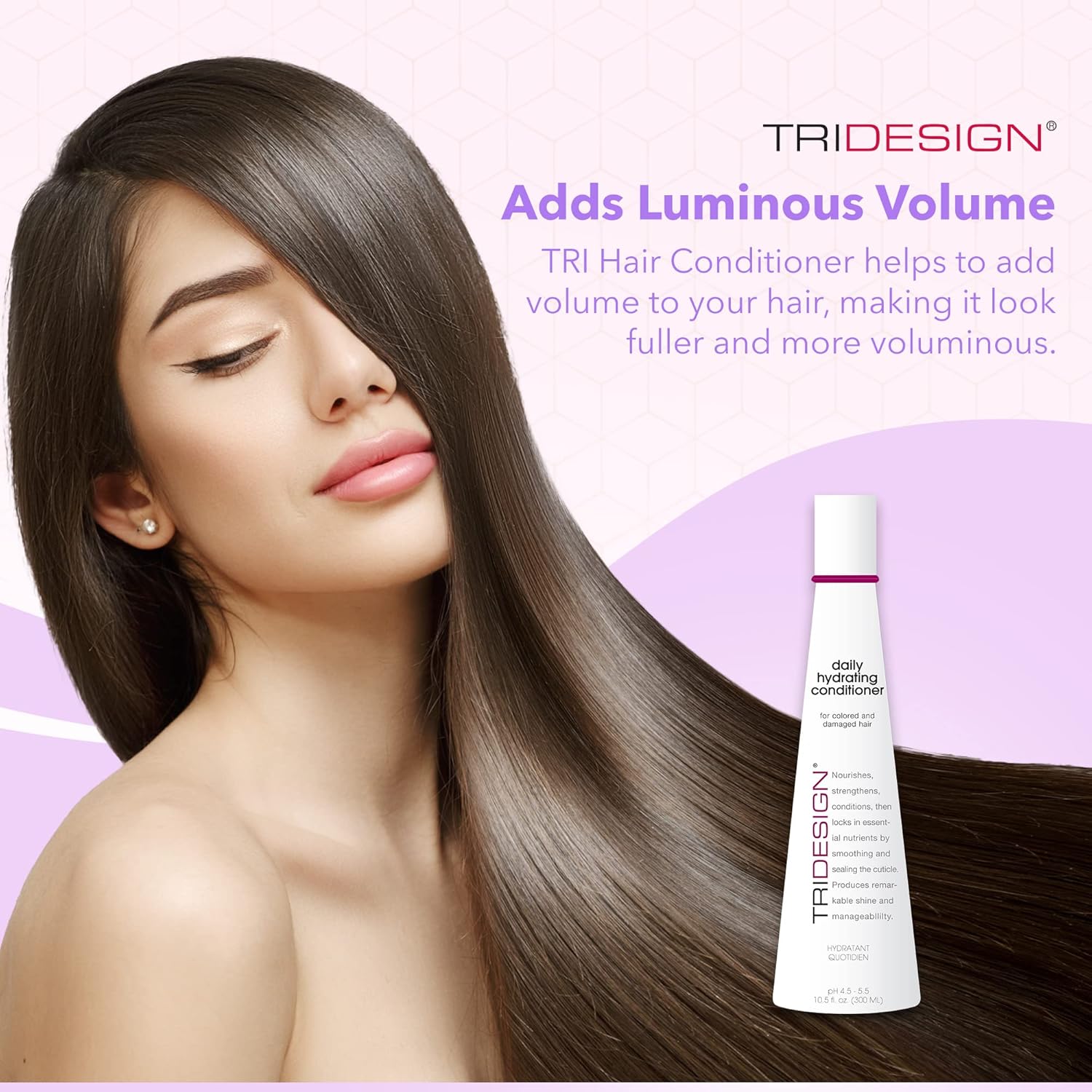 TRI Design Hydrating Conditioner for Women - Extra Moisturizing, Restorative Conditioner for Dry, Damaged, and Colored Hair - Adds Luminous Volume and Healthy Shine - 10.5 Fluid Oz : Standard Hair Conditioners : Beauty & Personal Care