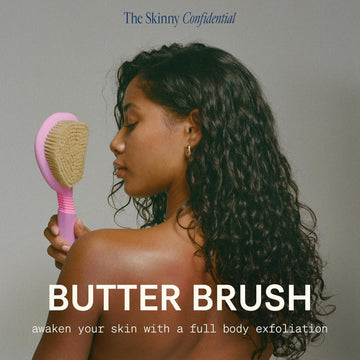 The Skinny Confidential Butter Brush - Exfoliating Back Scrubber For Shower Reduces Inflammation & Cellulite - Dry Brush Body Scrubber Increases Blood Circulation - Skin Scrubber & Exfoliator