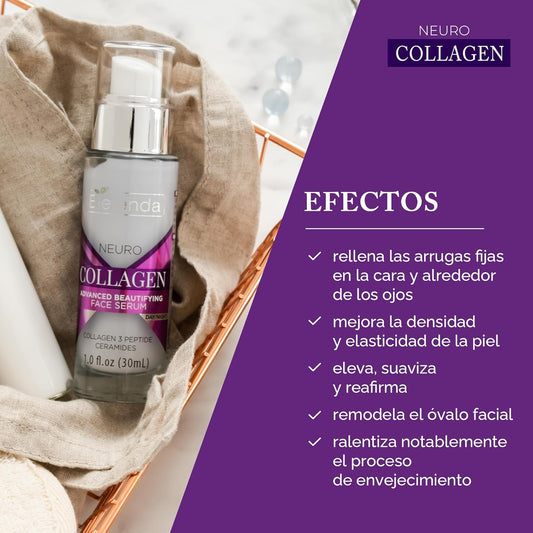 Bielenda Neuro Collagen Face Serum With Collagen Peptides And Ceramides, Anti-Ageing, Anti-Wrinkle, Day/Night, 30 Ml