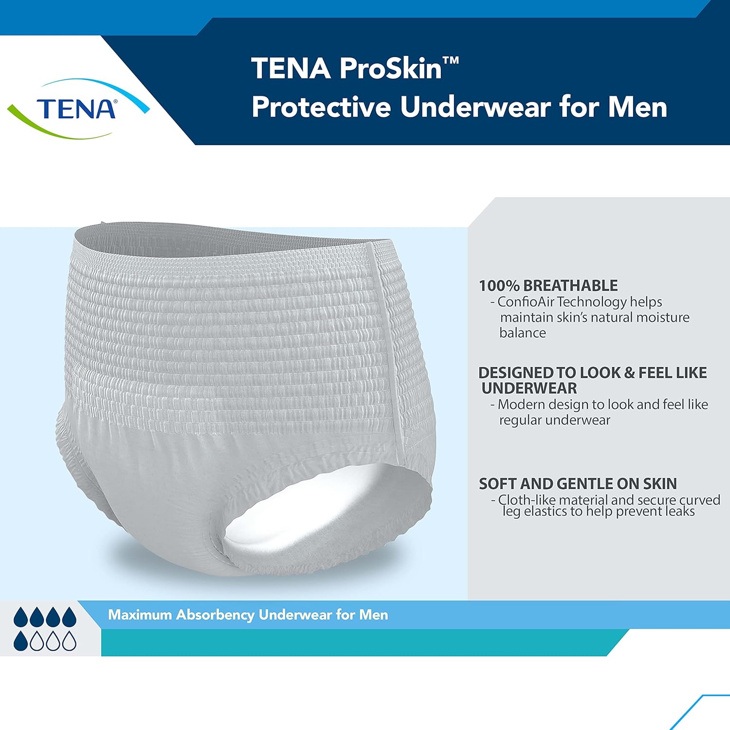 Tena Incontinence Underwear for Men, Maximum Absorbency, ProSkin - X-Large - 56 Count