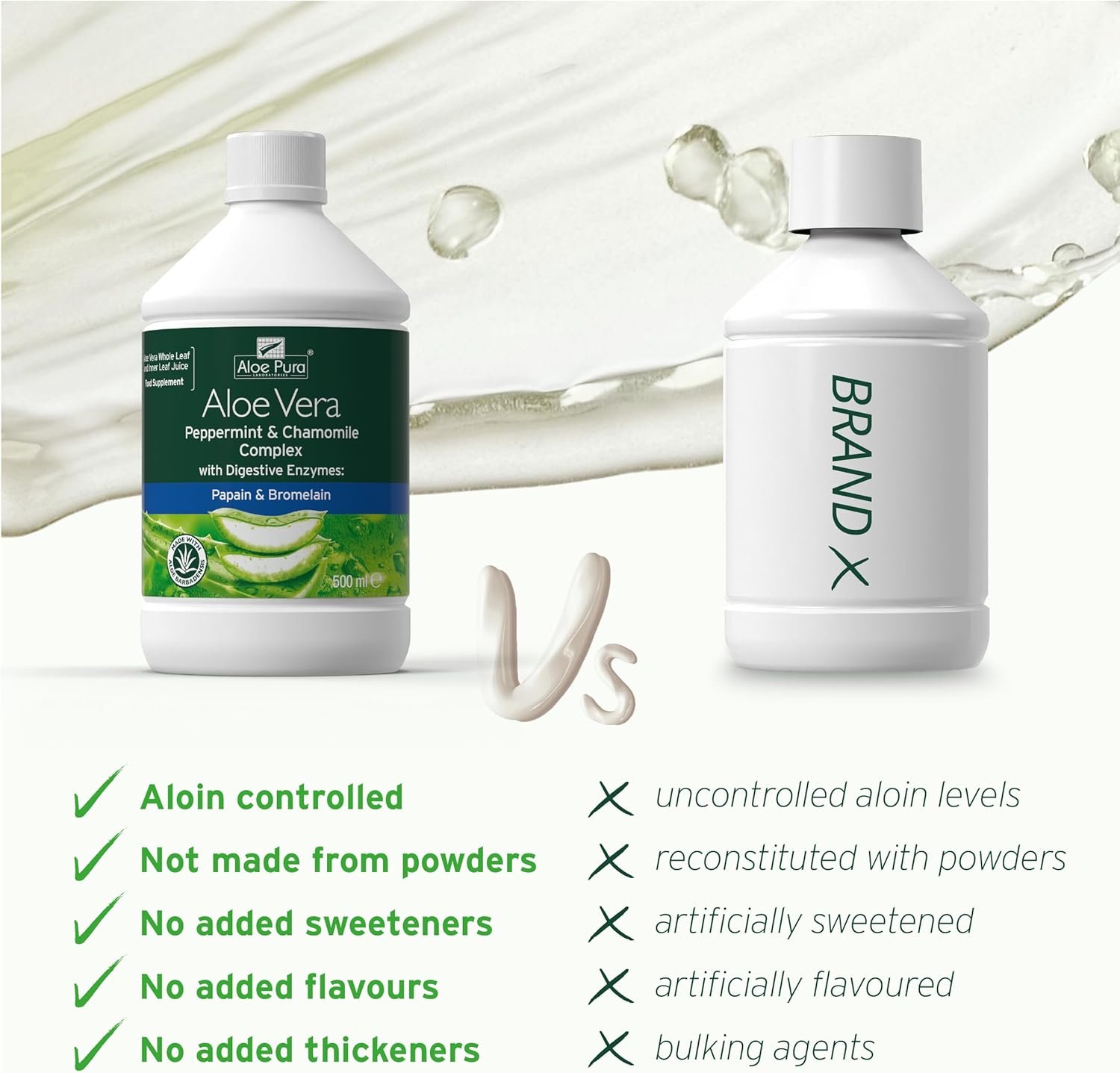 Aloe Pura Aloe Vera Peppermint & Chamomile Juice, Natural, Vegan, Cruelty Free, Digestive Enzymes, Papian & Bromelain, Food Supplement, 500 ml : Amazon.co.uk: Health & Personal Care