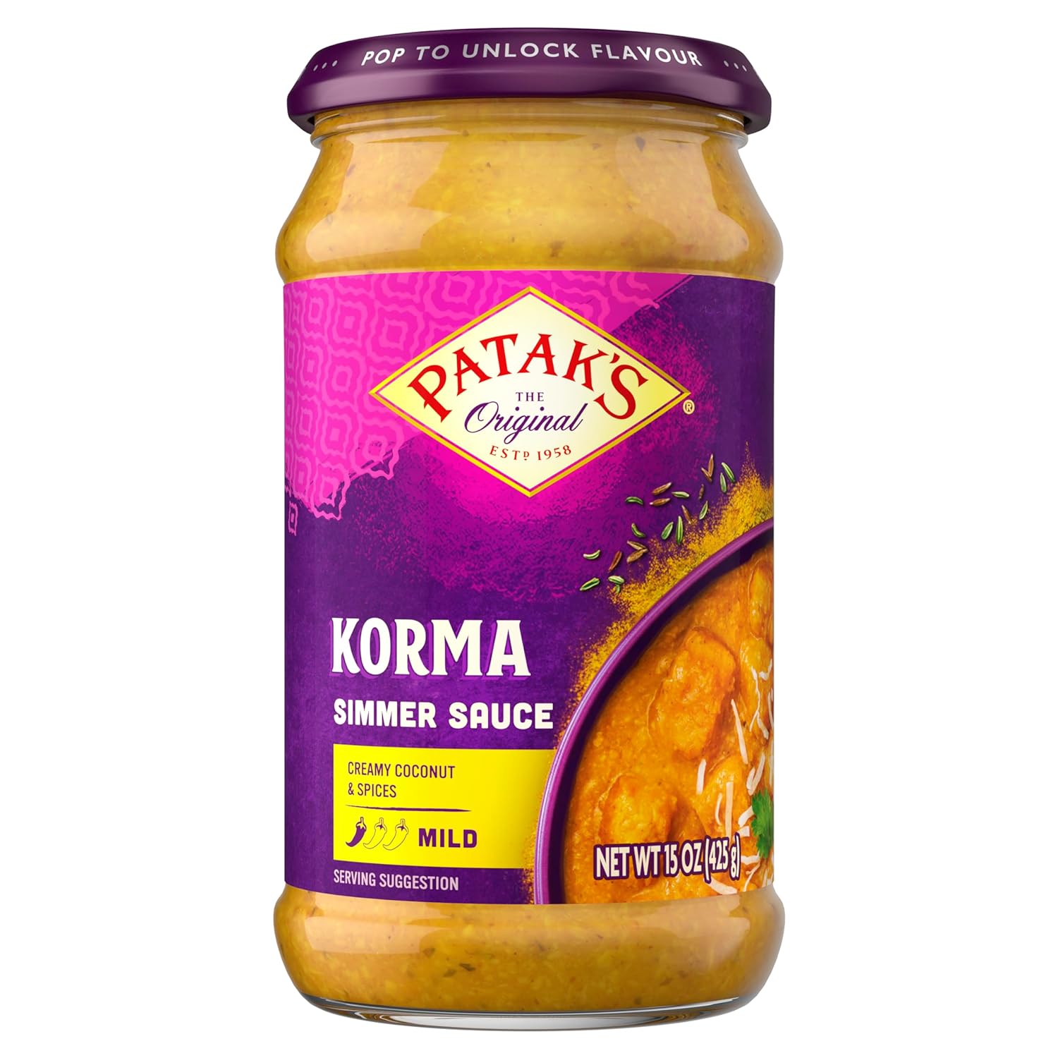 Patak'S Korma Sauce, 15 Oz, Yellow