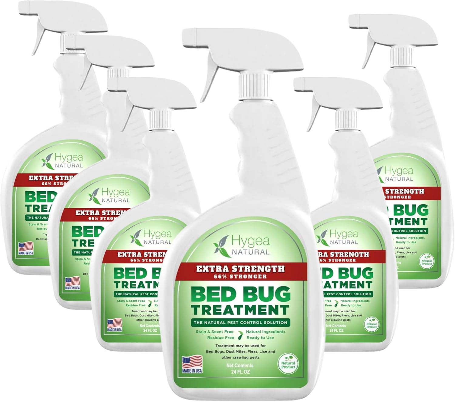 Extra Strength 24 Oz Bed Bug & Mite Spray Bundle - Child & Pet Friendly - Stain & Odor Free - 66% Stronger Formula (6 Pack)