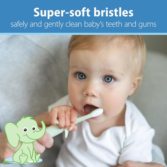 Dr. Brown'S Infant-To-Toddler Toothbrush, Elephant, Mint, 0-3 Years