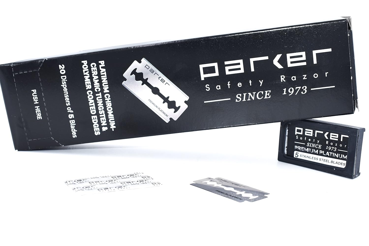Parker 100-Count Double Edge Safety Razor Blades – Premium Platinum-Tungsten-Chromium Coated Stainless Steel For Smooth, Long-Lasting Shaves – Fits All De Razors : Beauty & Personal Care