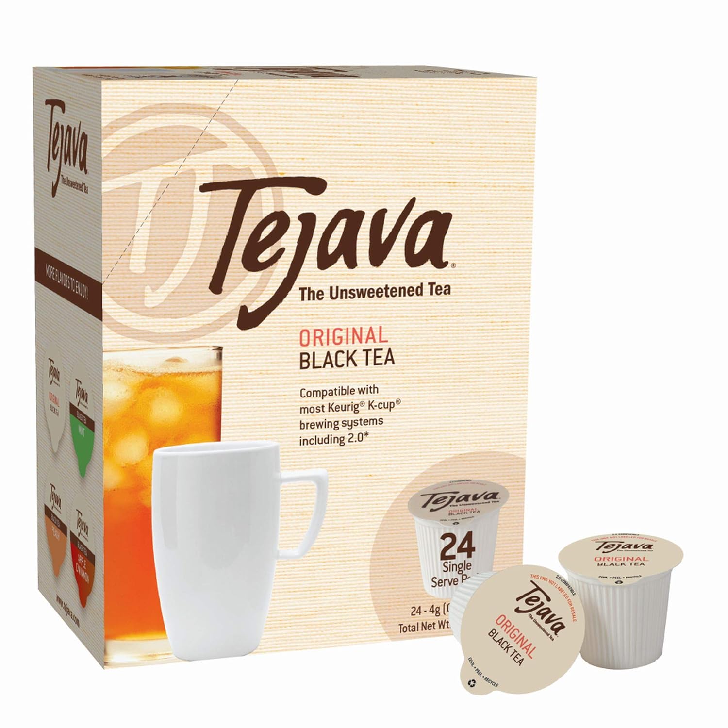 Tejava Original Unsweetened Black Tea Pods, Award-Winning Tea, 100% Recyclable Single Serve Cups (24 Pack)