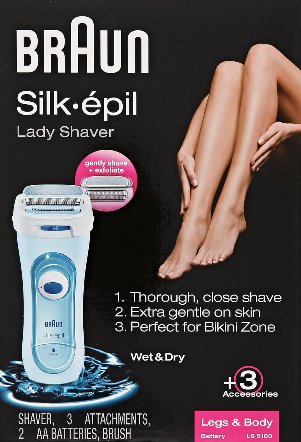 Braun Silk-épil LS5160WD Lady Shaver - Wet & Dry Cordless Electric Hair Removal Razor and Bikini Trimmer for Women : Best Shaver For Women : Beauty & Personal Care