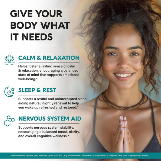 Gaba L-Theanine 900 Mg - Made In Usa - Magnesium | Vitamin B6 - Calm, Sleep, Relaxation & Mood Support - 750 Mg Gamma Aminobutyric Acid, 150 Mg L-Theanine - Non-Habit Forming, Vegan - 120 Capsules