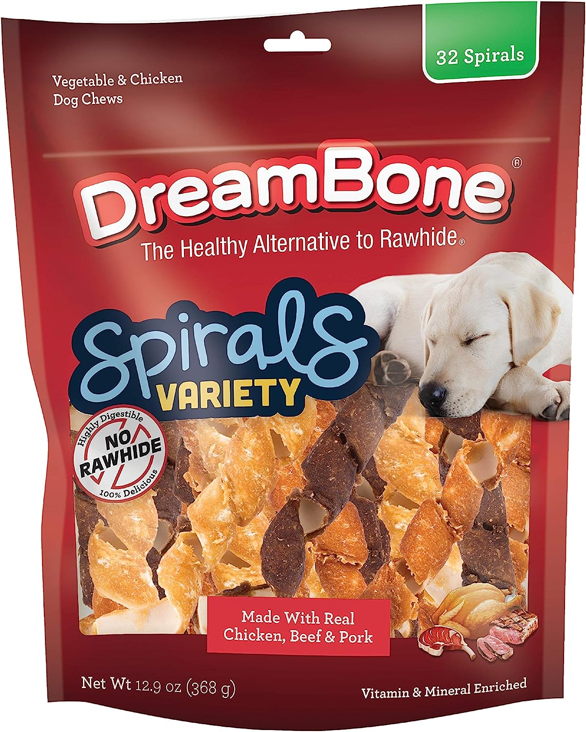 DreamBone Spirals Variety Pack, Treat Your Dog to a Chew Made with Real Meat and Vegetables