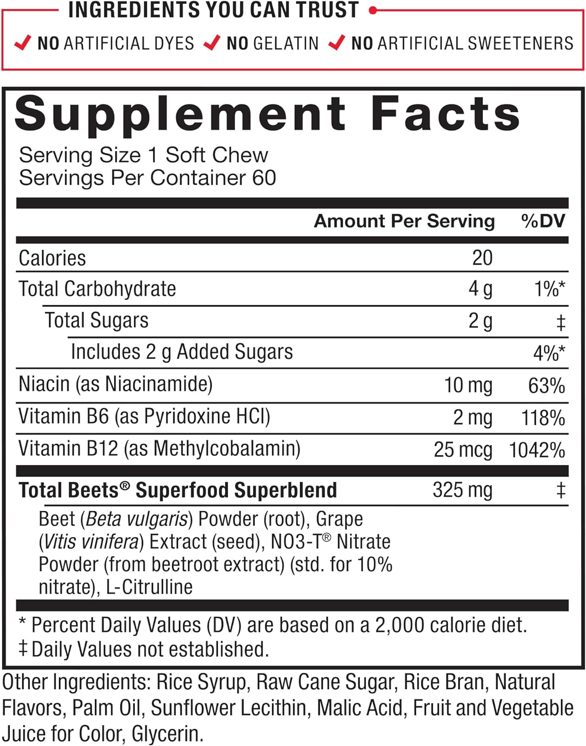 Force Factor Total Beets Soft Chews with Beetroot, Nitrates, L-Citrulline, Grapeseed Extract, & Antioxidants, Healthy Energy Supplement with Elite Ingredients for Heart, Superfood, 120 Count, 2-Pack : Everything Else