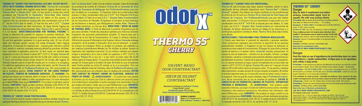 ODORx Thermo 55 Cherry Solvent-Based Odor Counteractant for Thermal Fogging, 1 Gal: Industrial & Scientific