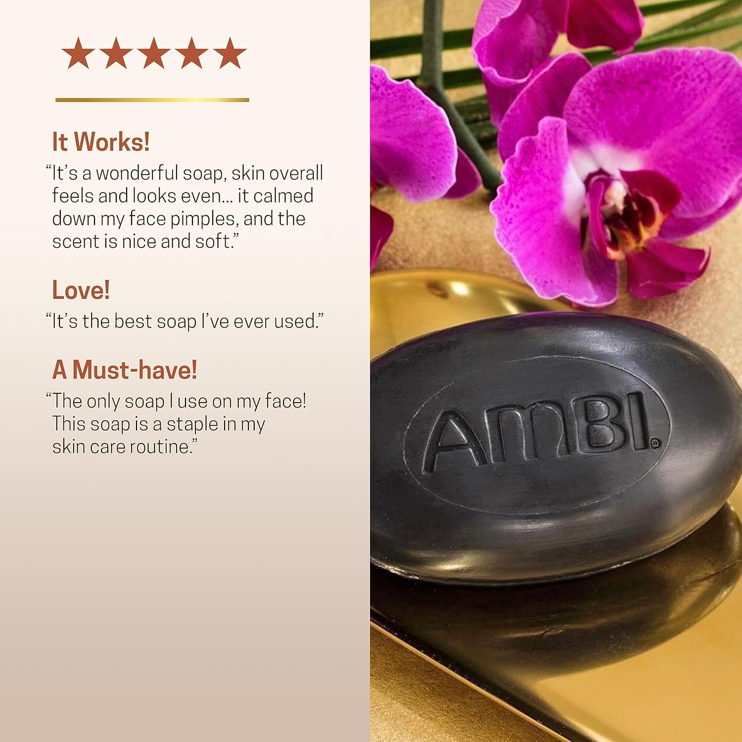 Ambi African Black Soap Face & Body Bar, Cleans and Nourishes Skin, Rinses Clear, 5.3 Ounce : Beauty & Personal Care