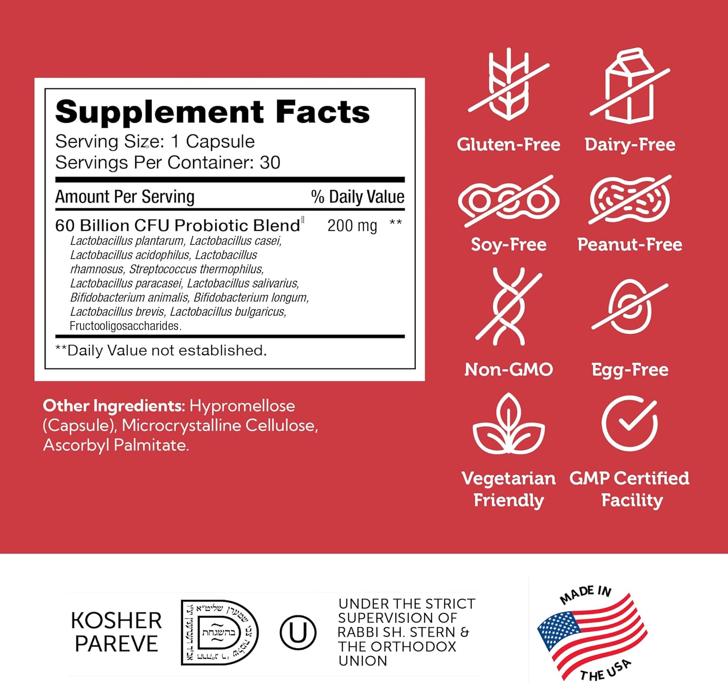 Zahler Biodophilus, 60 Billion Live Cultures Per Serving, Supports Digestive Health,Certified Kosher, 30 Capsules : Health & Household