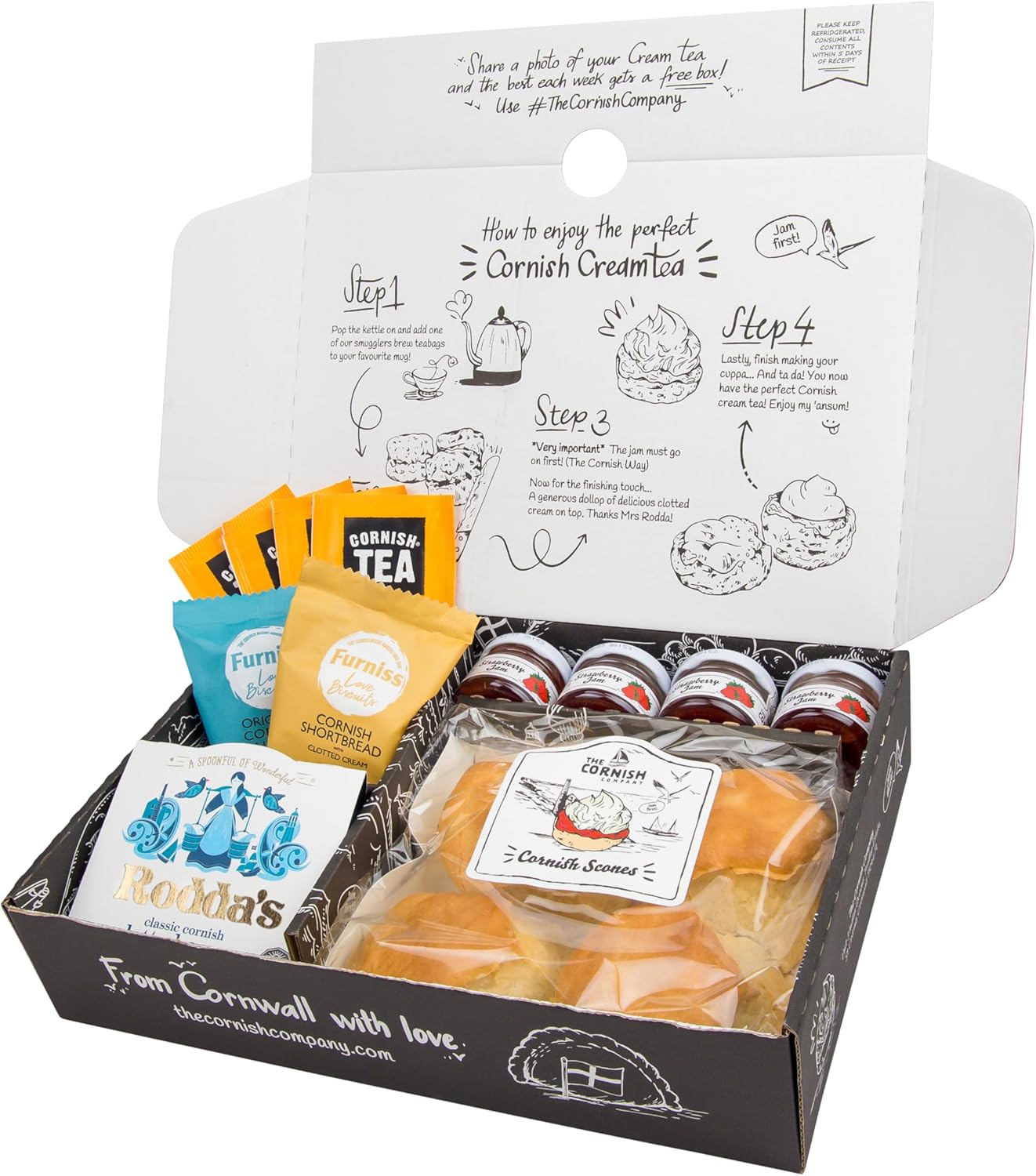The Cornish Company Afternoon Tea Hamper – Deluxe Tea Set Hamper Gifts For Women Includes Fresh Scones, Biscuits – Birthdays, Anniversaries & Special Occasions